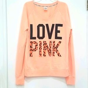 Victoria's Secret Love Pink vibrant orange pullover crewneck sweatshirt